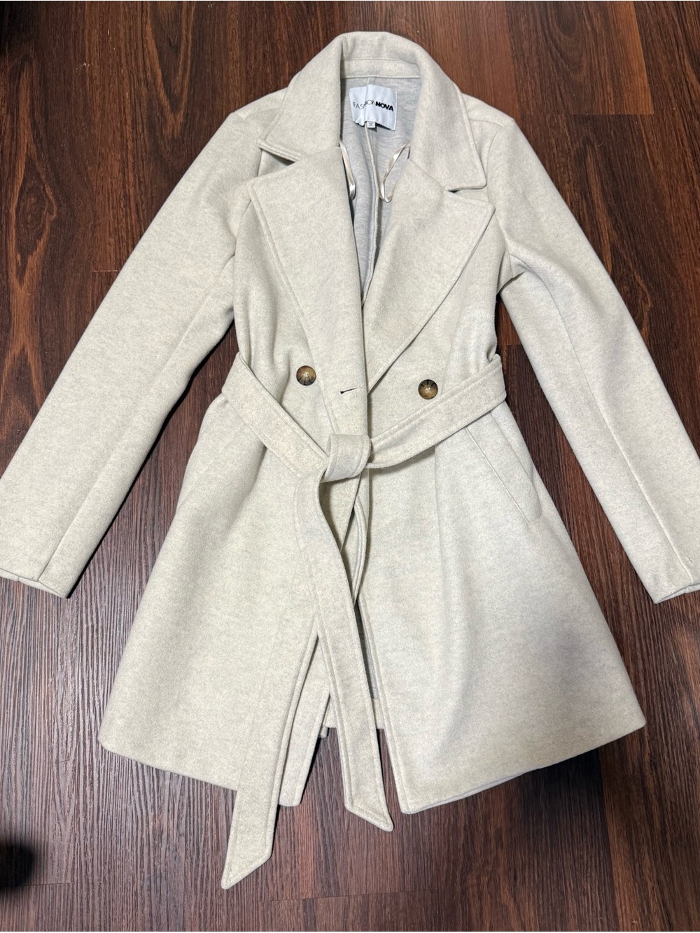 Women’s Belted Trench Coat Size S Soft Warm Fall Winter Coat Beige